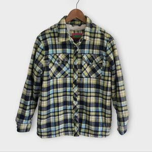 Empyre Green and Blue Plaid Shirt Size Medium Fleece Lined Y2k Punk Skater